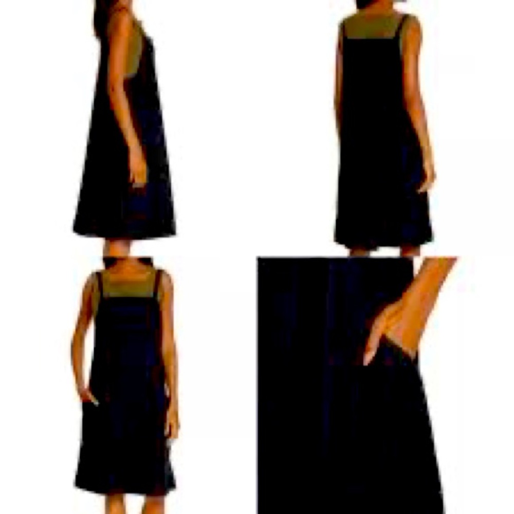 Organic cotton Eileen Fisher black apron dress Size M Oversized summer gem!